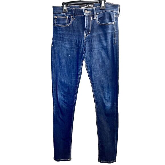 EXPRESS JEANS Women's Size 4 Short‎ Legging Mid Rise Stretch Dark Wash - Picture 1 of 10